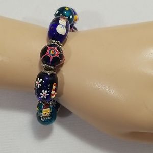 Christmas Blue Bead Bracelet Art